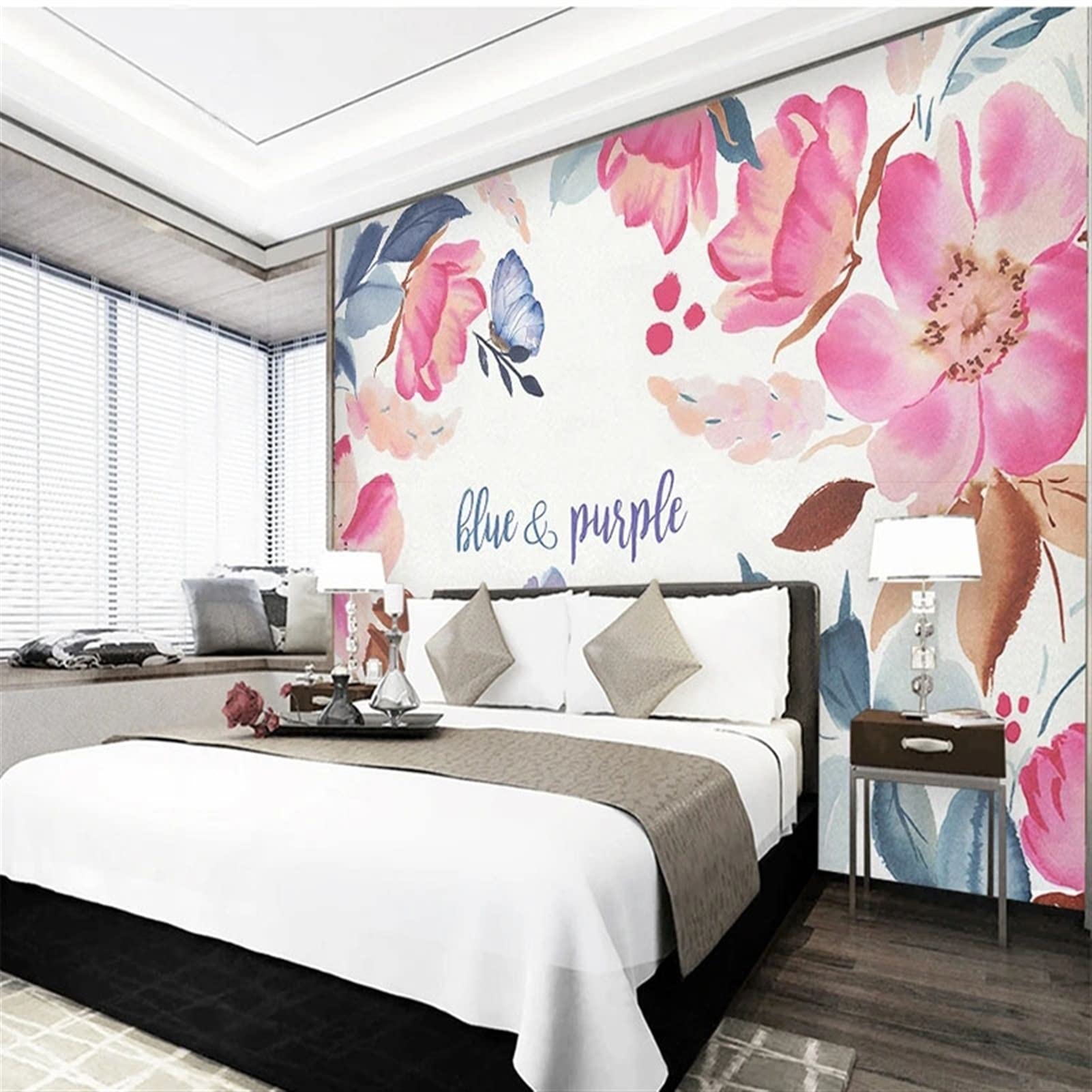 Wandtattoo Einfache handgemalte Blume Wandbilder Wohnzimmer Schlafzimmer Wohnkultur wasserdichte Leinwand 3D Wandaufkleber Nicht selbstklebend/selbstklebend Wandaufkleber