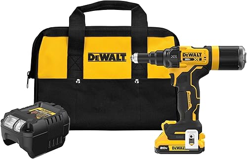 DEWALT Herramienta de remache inalámbrica MAX XR de 20 V, 316 pulgadas, batería y cargador incluidos (DCF403D1)