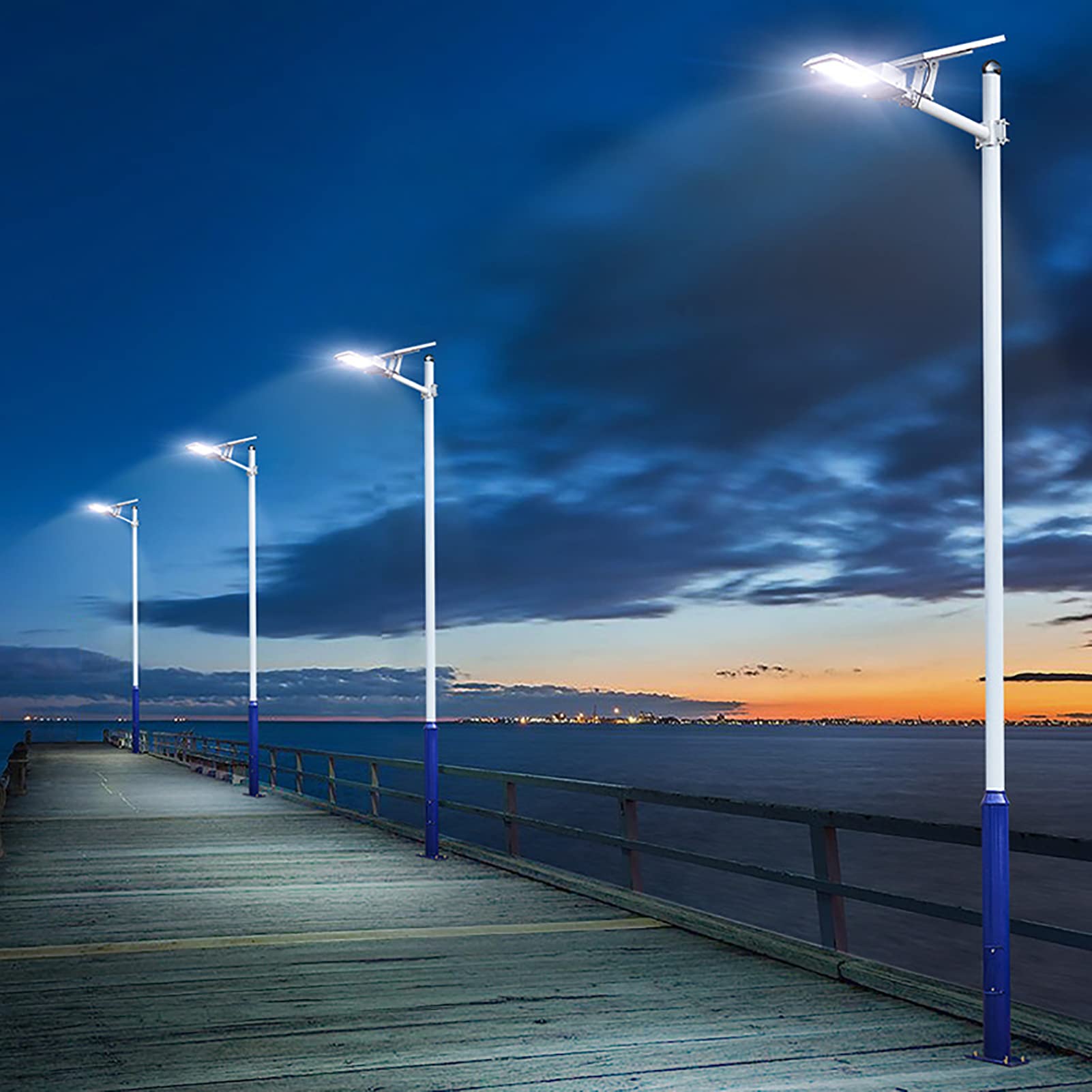 Solarne oświetlenie uliczne, zewnętrzne, od zmierzchu do świtu, solarne światło LED z pilotem zdalnego sterowania, reflektor LED bezpieczeństwa do ogrodu, na ulicę, plac zabaw - 500 W (700 W) (