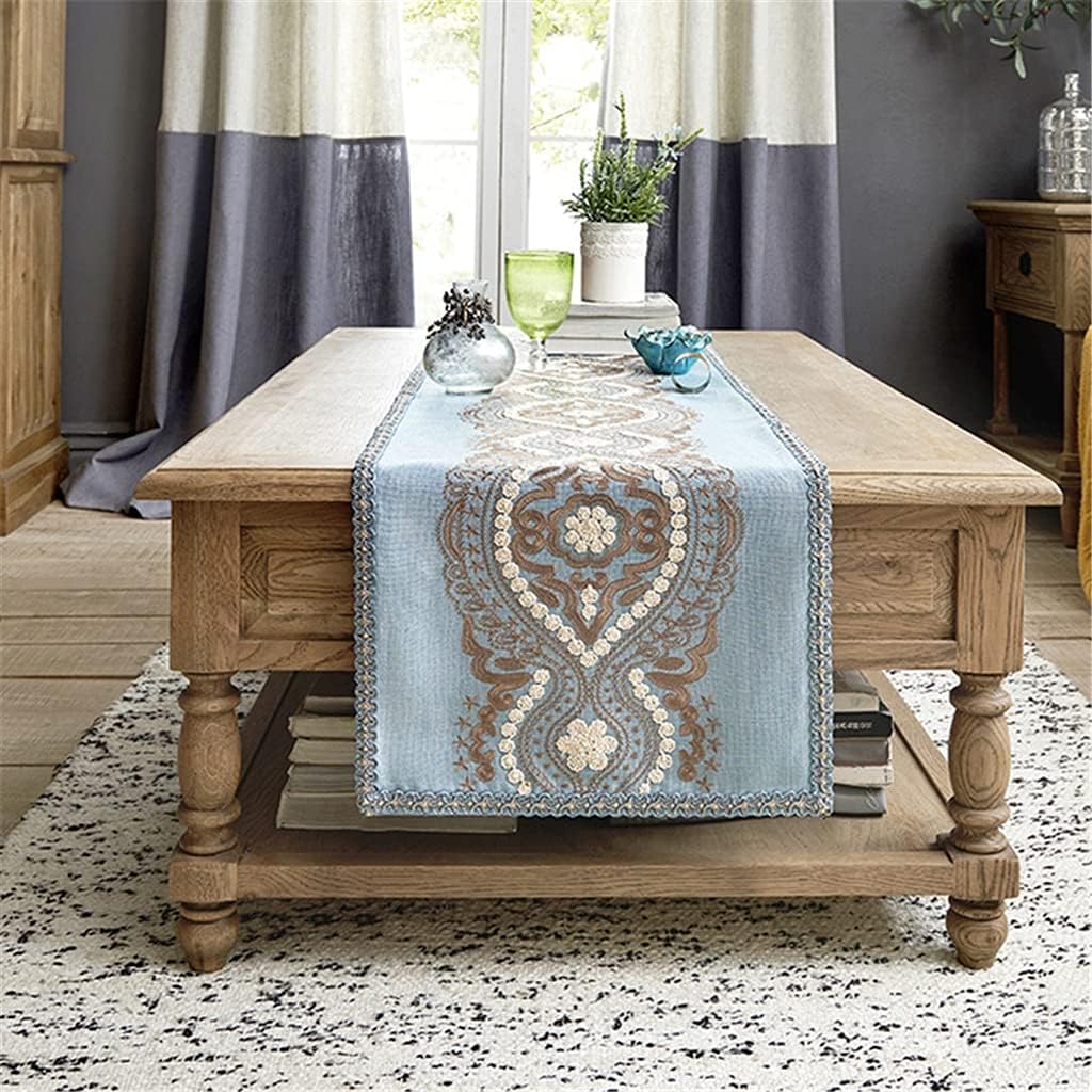 Table Runner Linen Blue Nordic Coffee Table Cover Cloth European Bed Flag Rectangular Table Cloth (Color : A, Size : 40x220cm) (A 40x165cm)