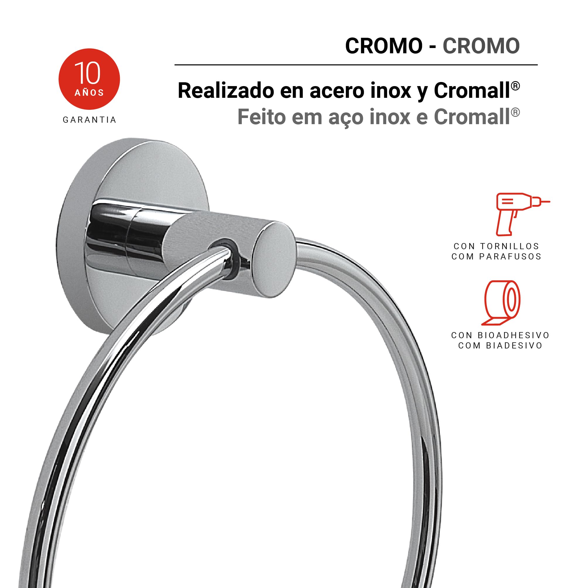 Gedy Felce Plus Towel Ring Chrome, 18,4x5,5x20,5cm - Image 2