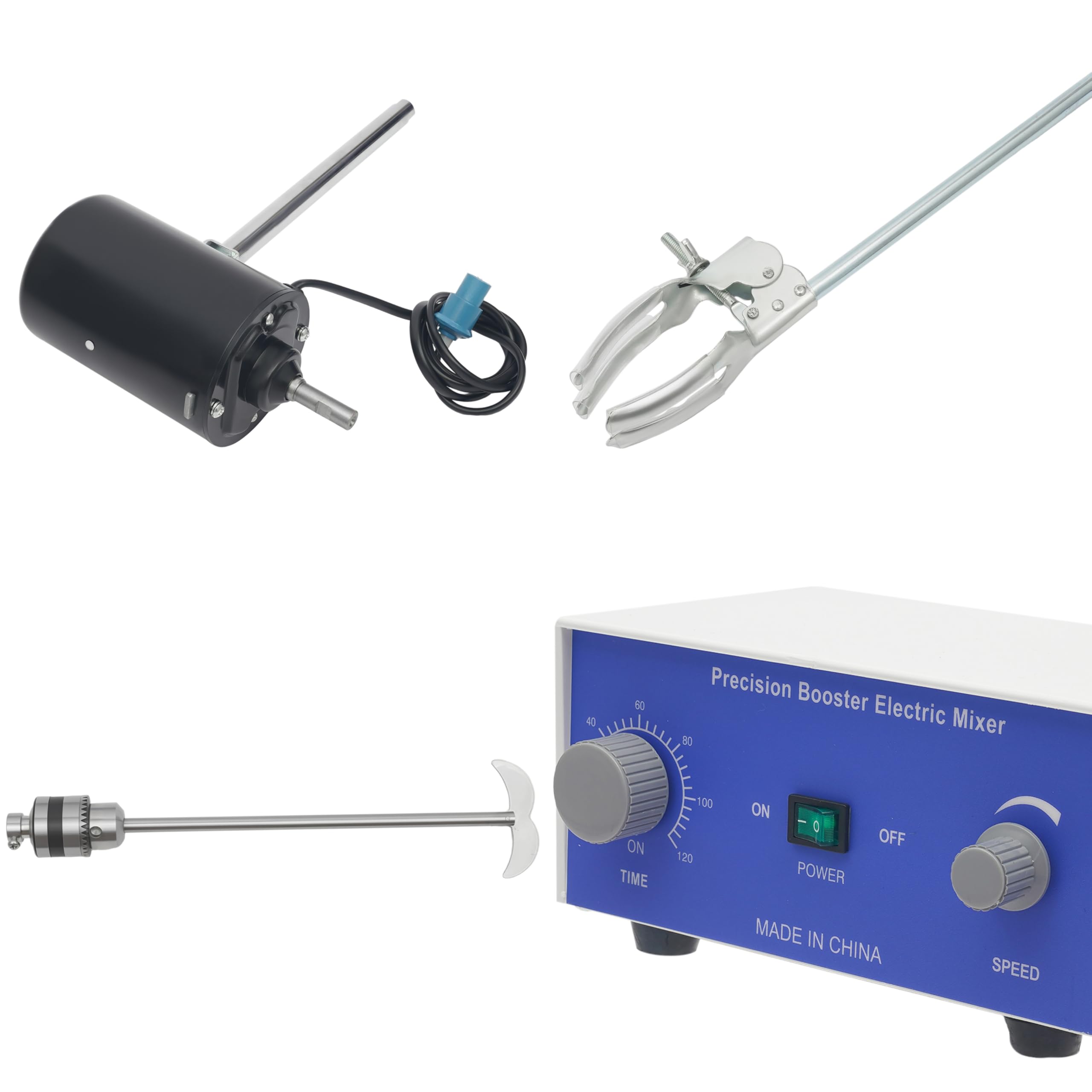 200W Elektrischer Overhead Rührwerk mit Timer-Funktion, 200-2600 RPM Einstellbare Rührgeschwindigkeit Überkopfrührer Rührer Mixer, Electric Mixer Labor Rührgerät Laborrührer mit Rührstab