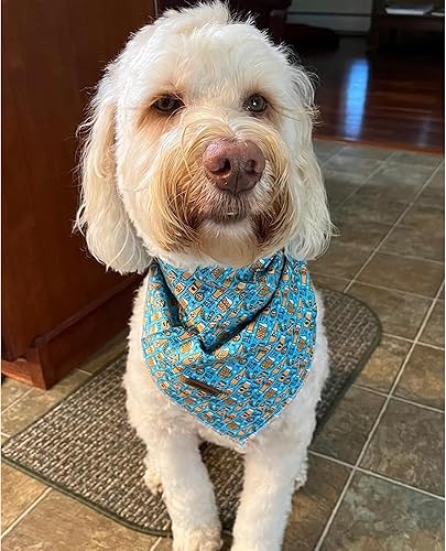 Miniatura 2 de Lionheart glory Bandana para perro, 1 paquete de bufanda lavable suave azul para perro, estampado de cerveza, bandana cuadrada ajustable para perros