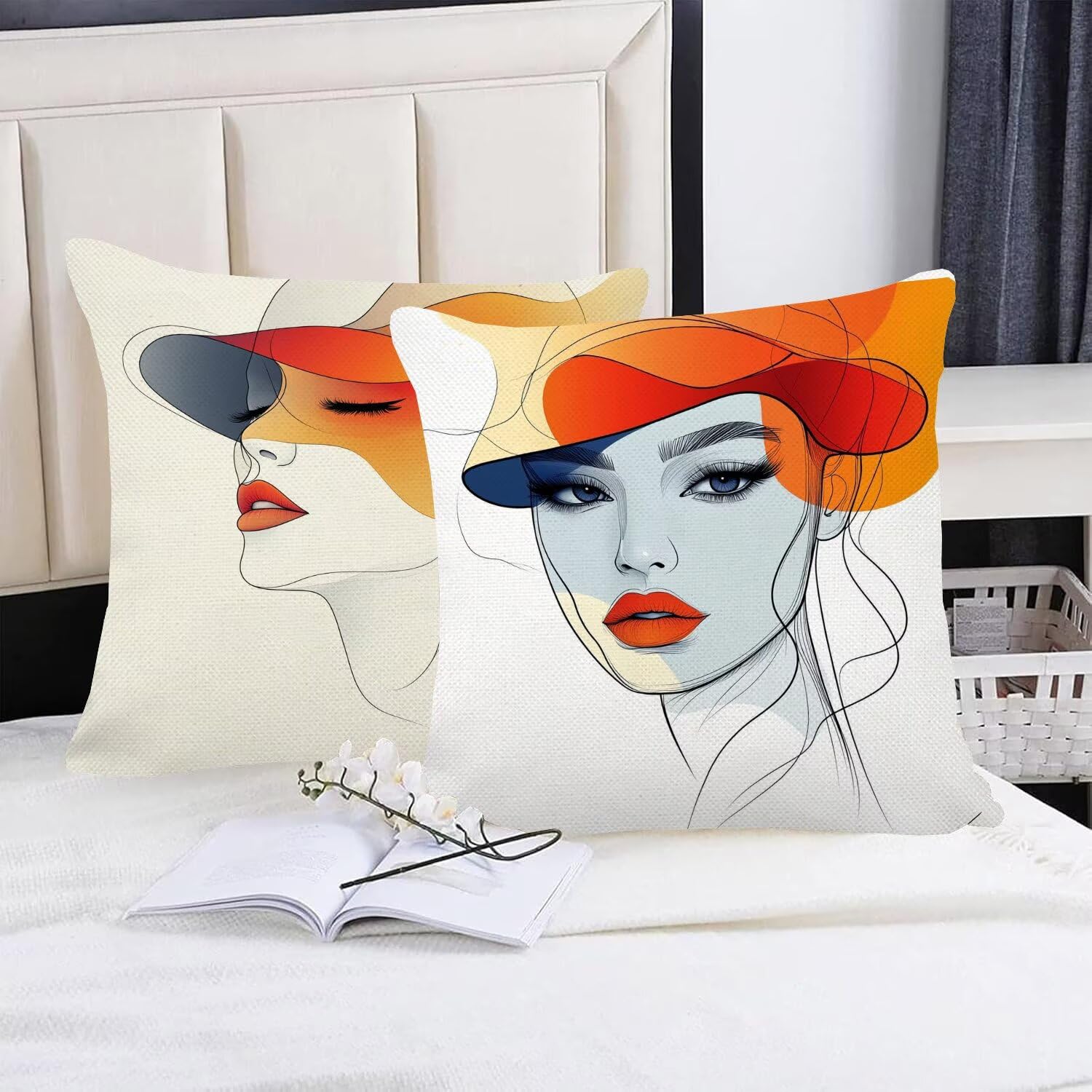 Fundas Cojines 65 x 65 cm Juego de 4 Cojines Exterior, Crema Mujer Lino Impermeable Sofa Fundas Cojin de para Sofá, Dormitorio, Estar, Jardín, Coche, Decoración Del Hogar, con Cremallera Oculta m-454