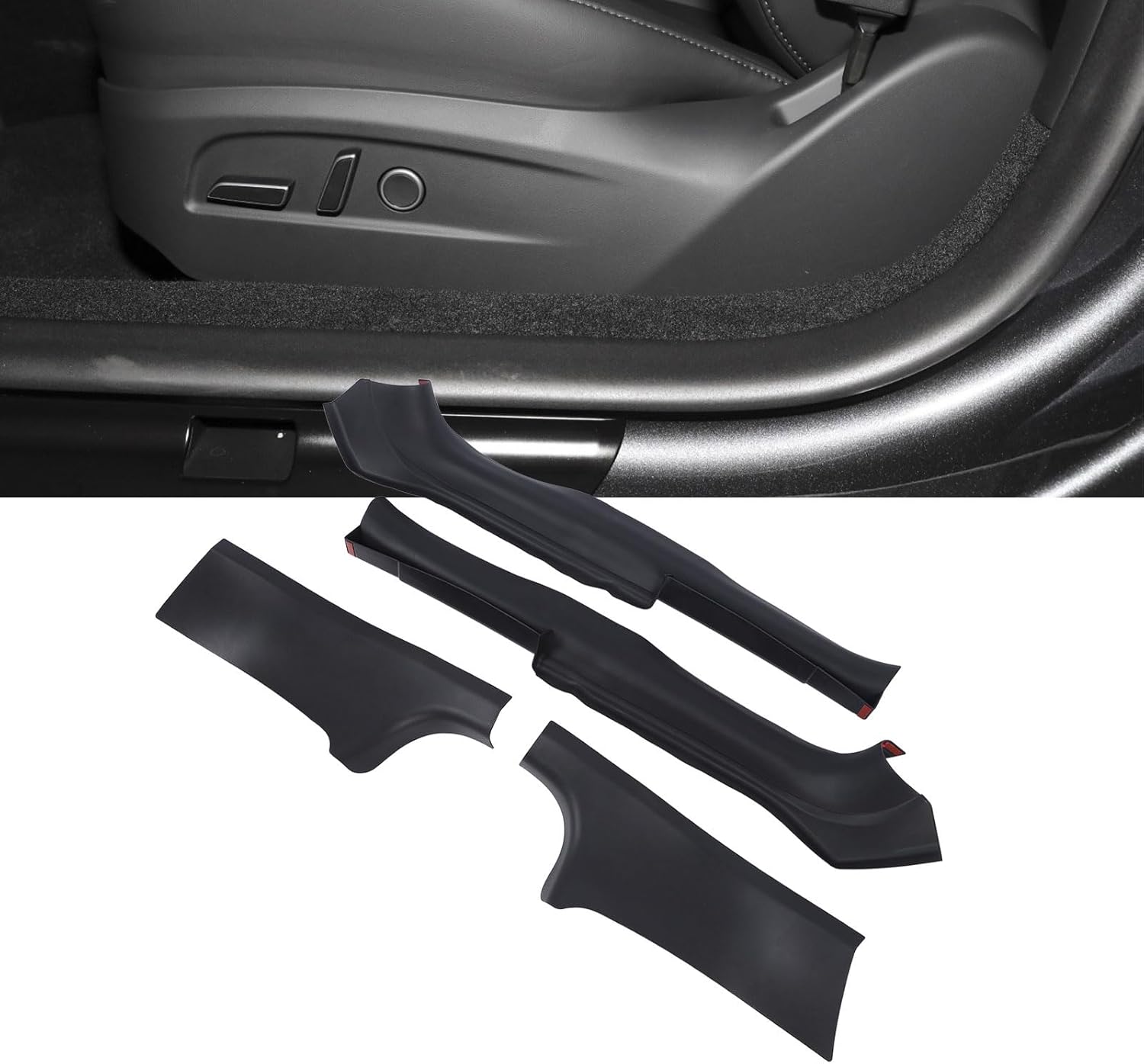 Door Sill Protector, Entry Guard Cover, Compatible with 2017-2023, 4Pcs Matte Black Door Step Trim, Car Sill Plate Replacement Set