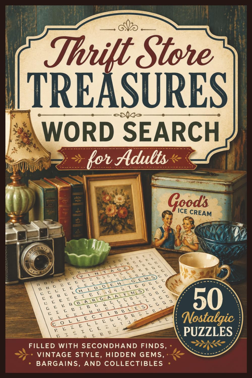 Thrift Store Treasures Word Search for Adults: 50 Nostalgic Puzzles Filled with Secondhand Finds, Vintage Style, Hidden Gems, Bargains, and Collectibles (Word search books collection)