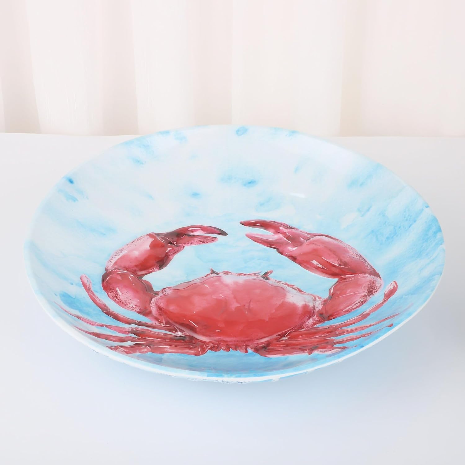 UPware 14.5 Inch Melamine Large Serving Bowl Mixing Bowl BPA-Free Food Bowl for Charcuterie, Food, Fruit, and Salad (Indigo Crab)