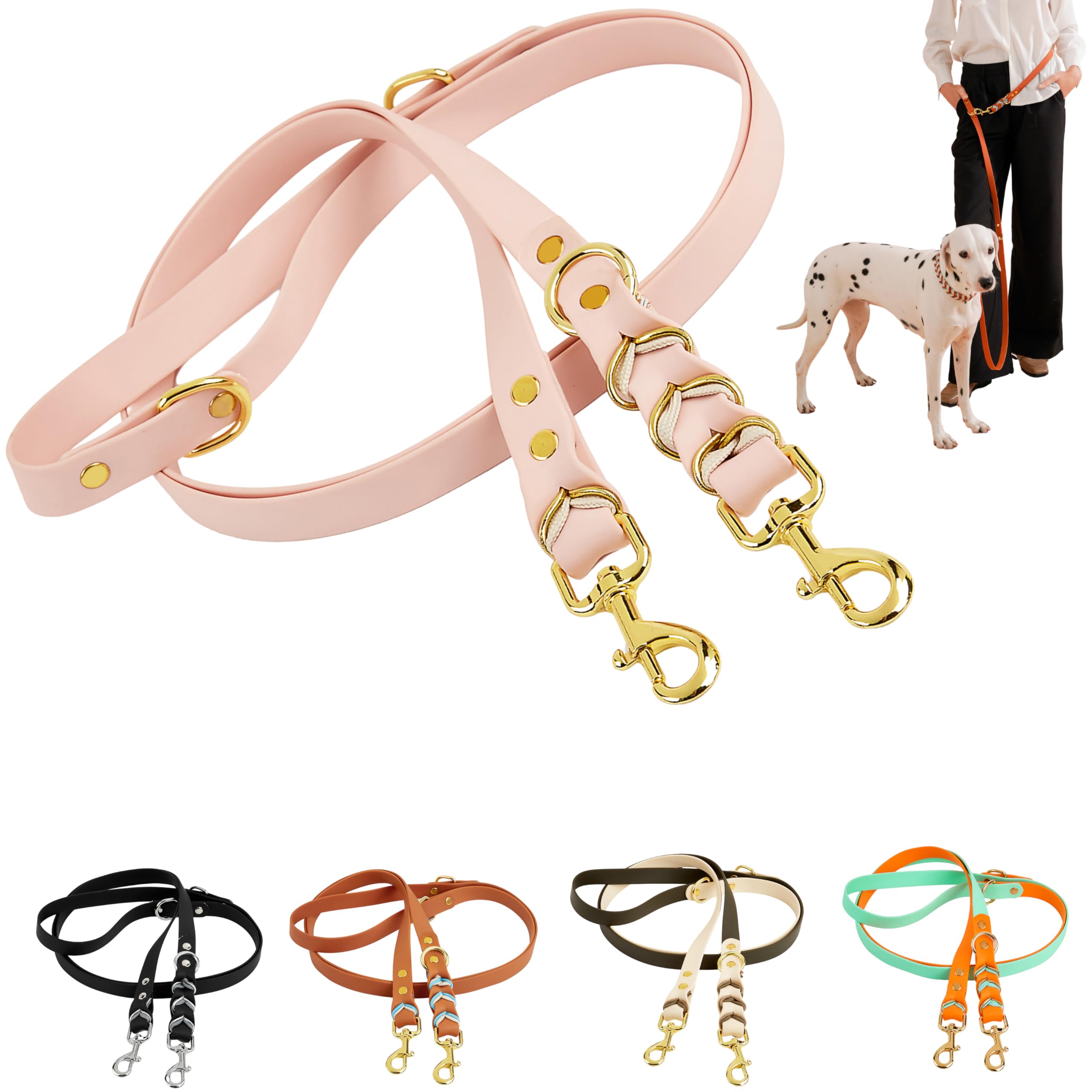 Albcorp Braided Hands-Free Dog Leash – Small & Medium Sizes, 7.2 ft Long – PVC Coated, Adjustable for Cross-Body, Waist, or Handheld Use – Waterproof,