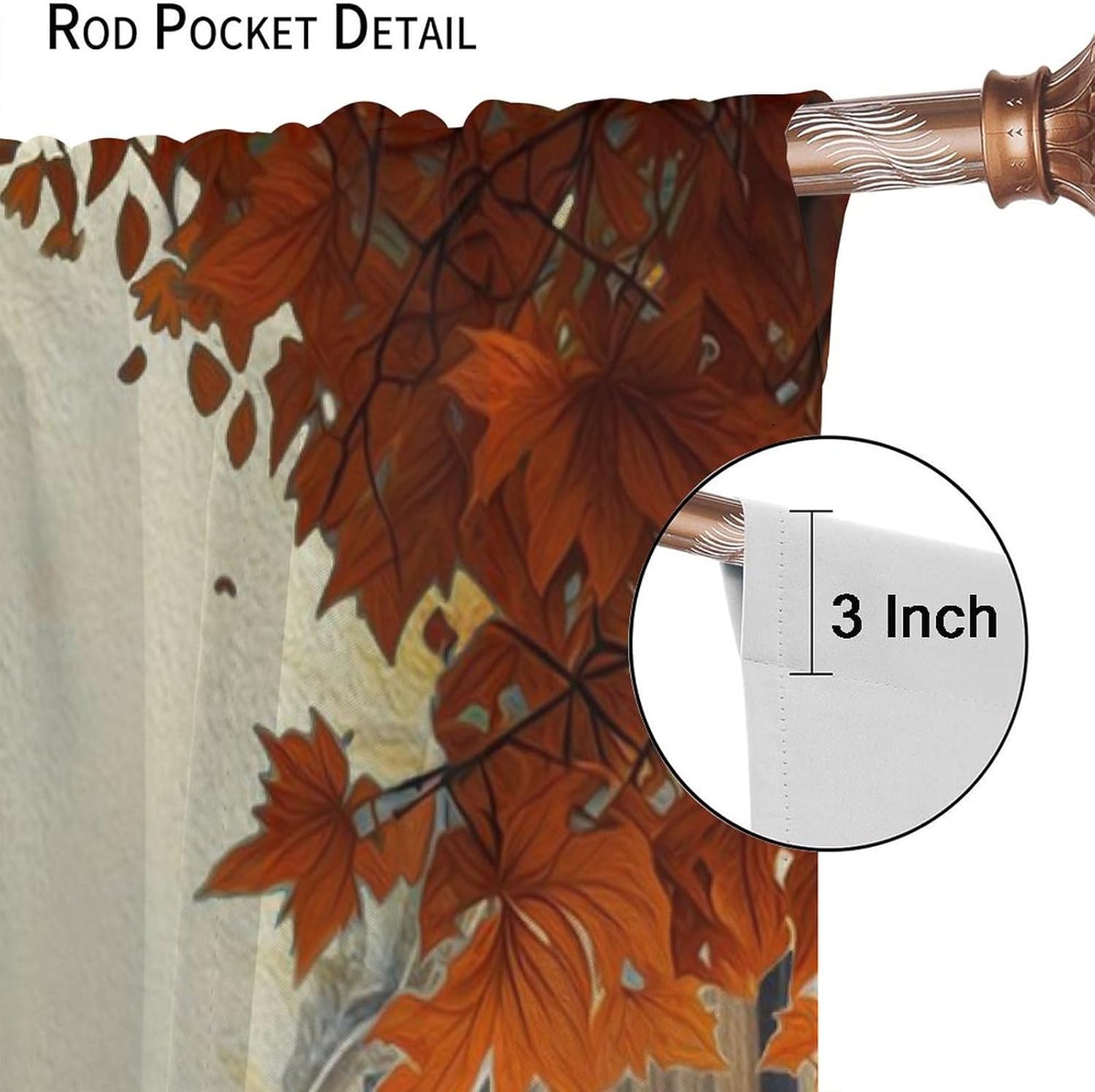 Brebasf Vintage Paris City Street Blackout Curtains for Living Room, Watercolor Oil Painting Style Eiffel Tower Fall Maple Leaves Room Darkening Window Curtains with Rod Pocket - 2 Panels 45"L x 21"W