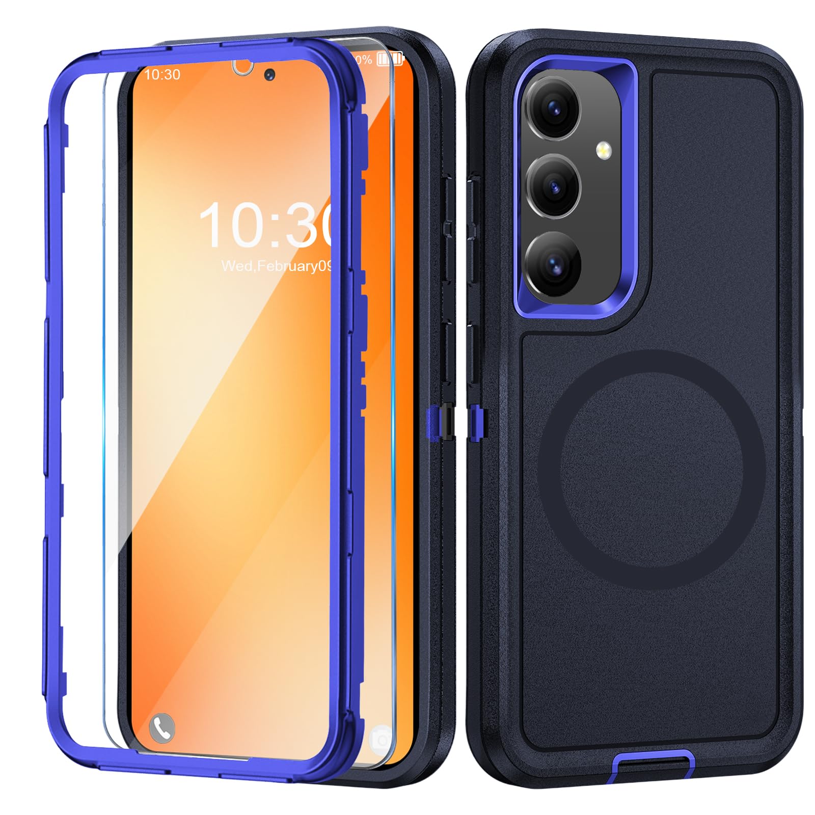 Giyer Handyhülle für Samsung Galaxy A54 5G Hülle mit Schutzfolie, 360° Stoßfest Robust Panzerhülle für Samsung A54 5G Case Cover Schutzhülle mit Magnetisch (Blau, Für Samsung Galaxy A54)
