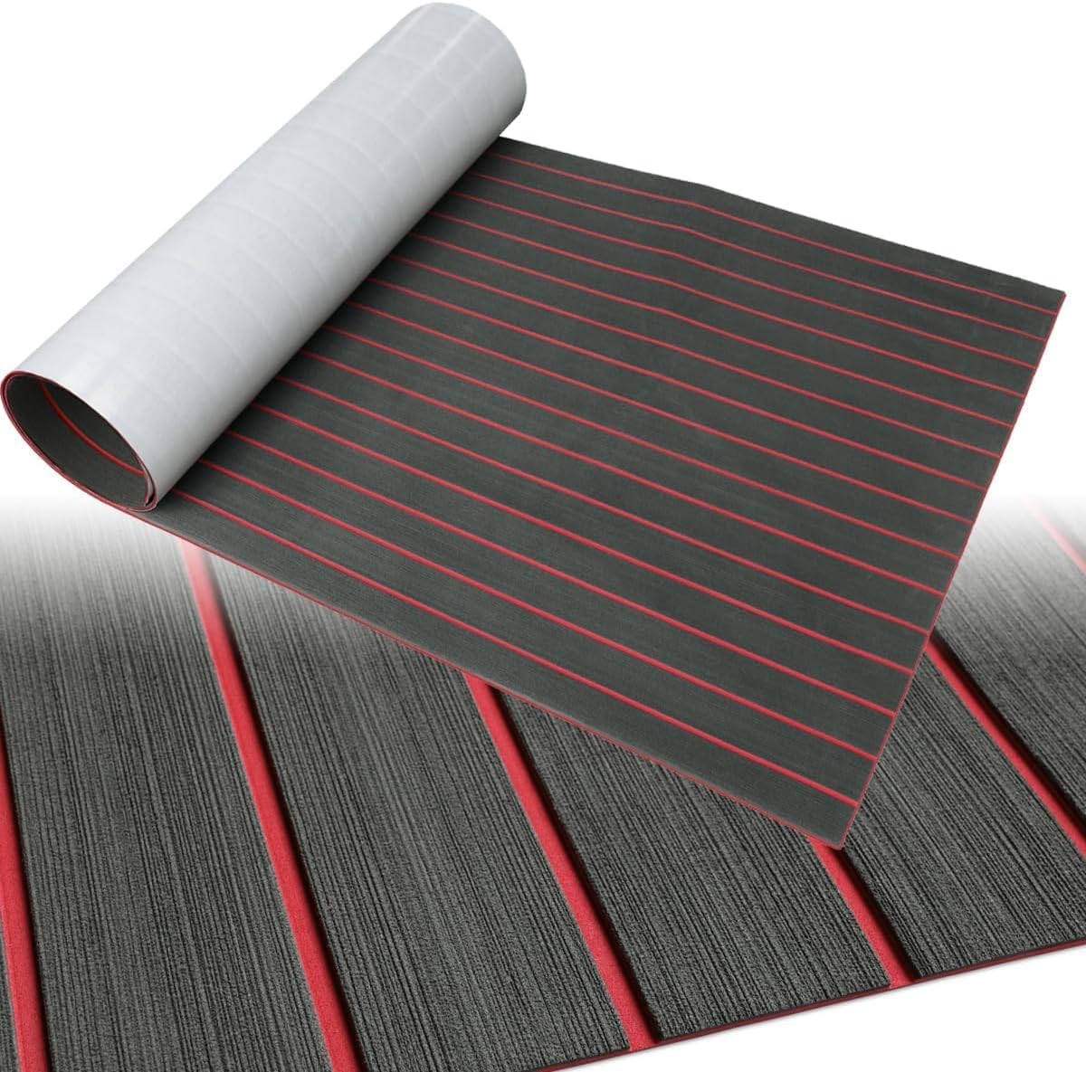 HZCHIONE Faux Teak EVA Foam Boat Decking Flooring 240x90cm Boat Marine Carpet Boat Floor Non-Slip Self-Adhesive Foam Boat Floor Mat Rolls Sheet for Motorboat RV Yacht Kayak Deck Helm Pad