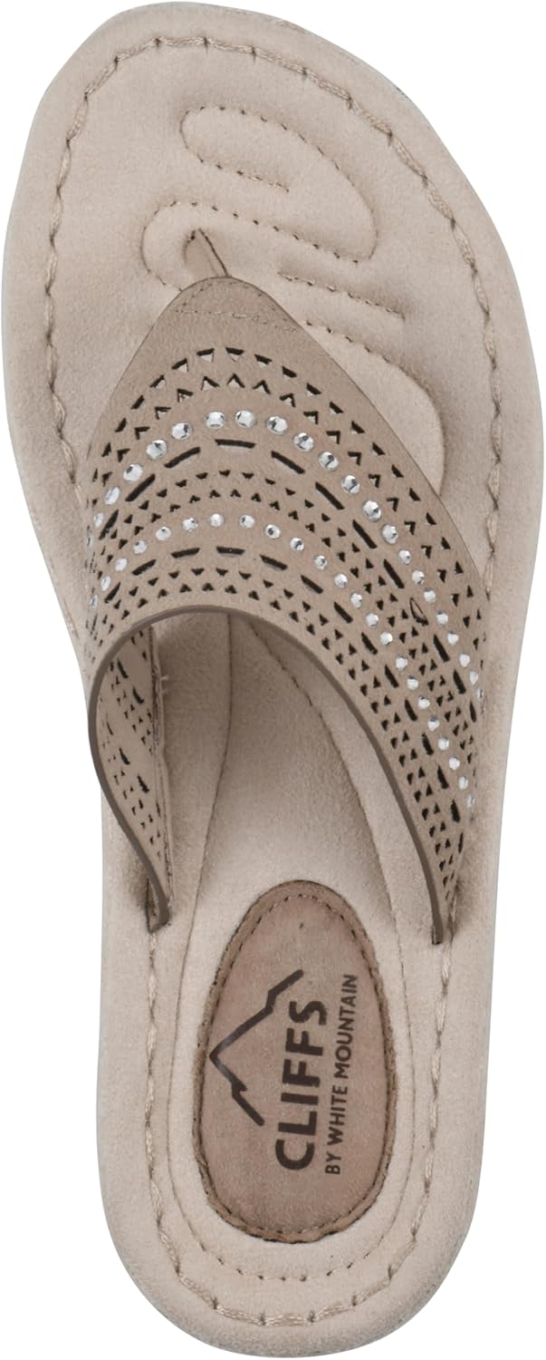 CLIFFS BY WHITE MOUNTAIN Women's Comate Rhinestoned Mini Wedge Flip Flop Sandal - Image 6