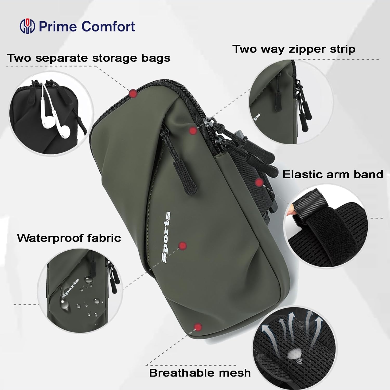 Phone Holder Arm Bands, Small Crossbody Shoulder Holsters Bag with Arm Band, Fits iPhone and All Cell Phones, Use for Running, Walking, Hiking & Biking (Plus Size Army Green) - Image 2