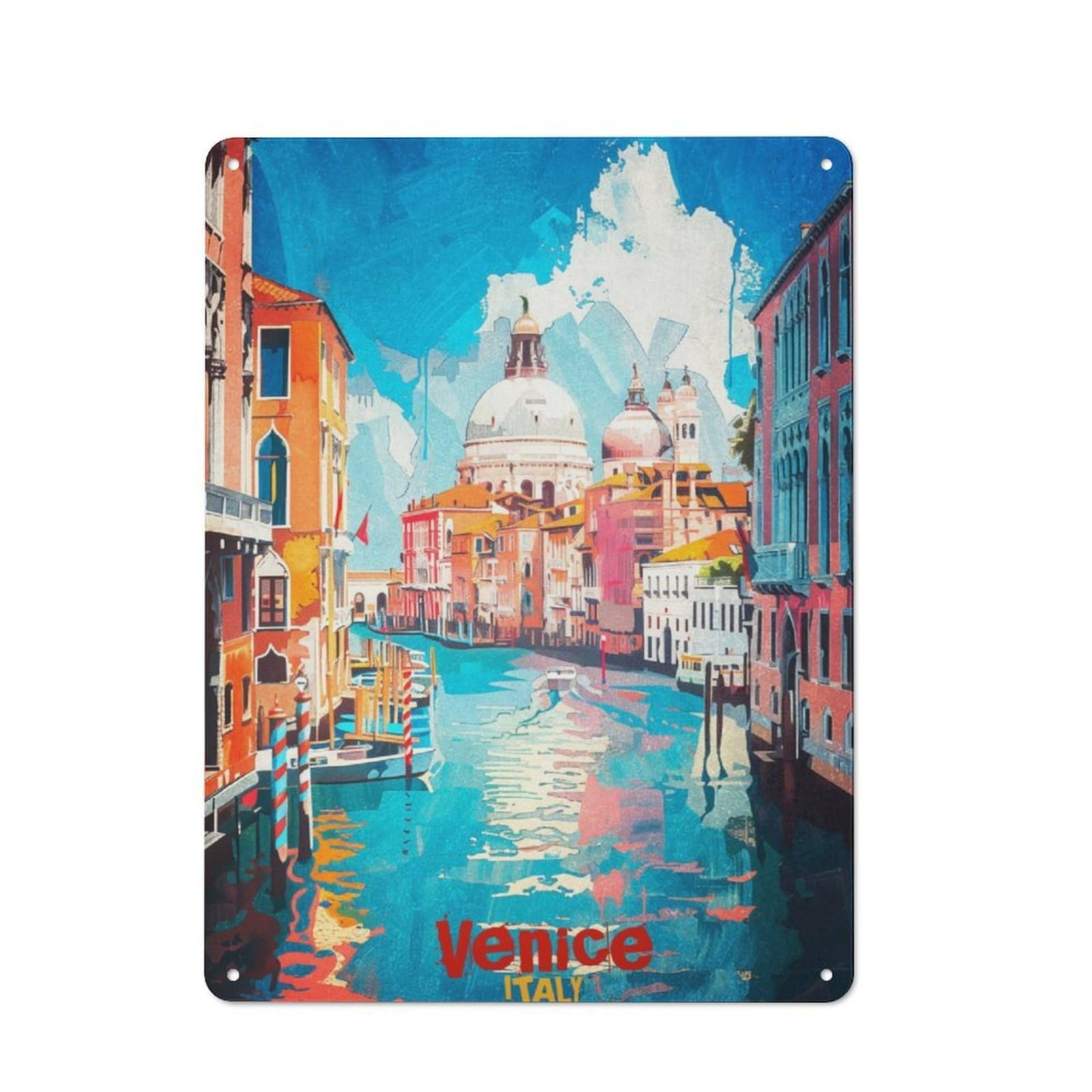 Junmoney Discover Venice Art Retro Metal Wall Sign 40X30cm Featuring For Hallway Wall, For Garage, Workshop And Man Cave Decoration