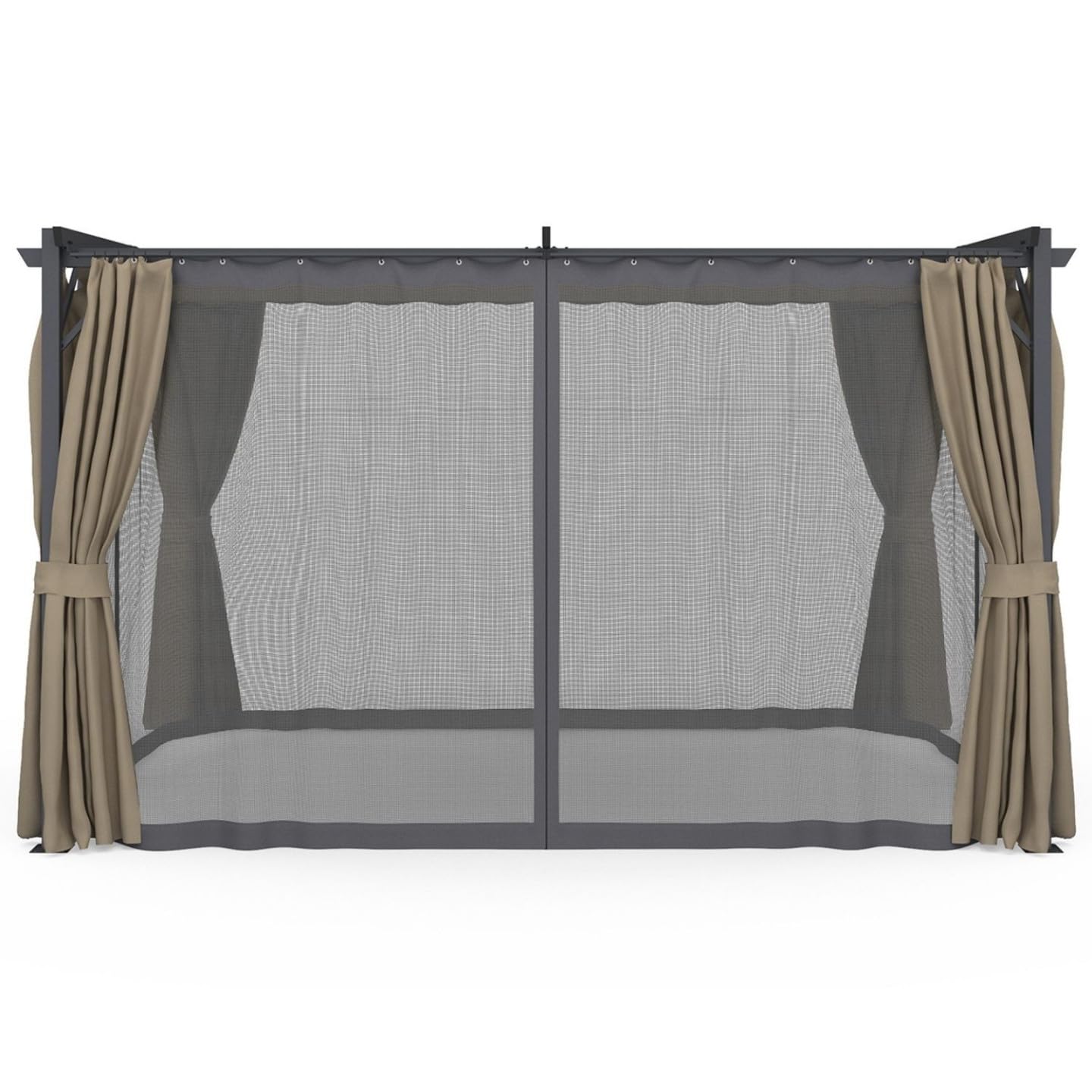 IDMarket - Pergola moustiquaire Toit rétractable 3x4 M et 4 Rideaux
