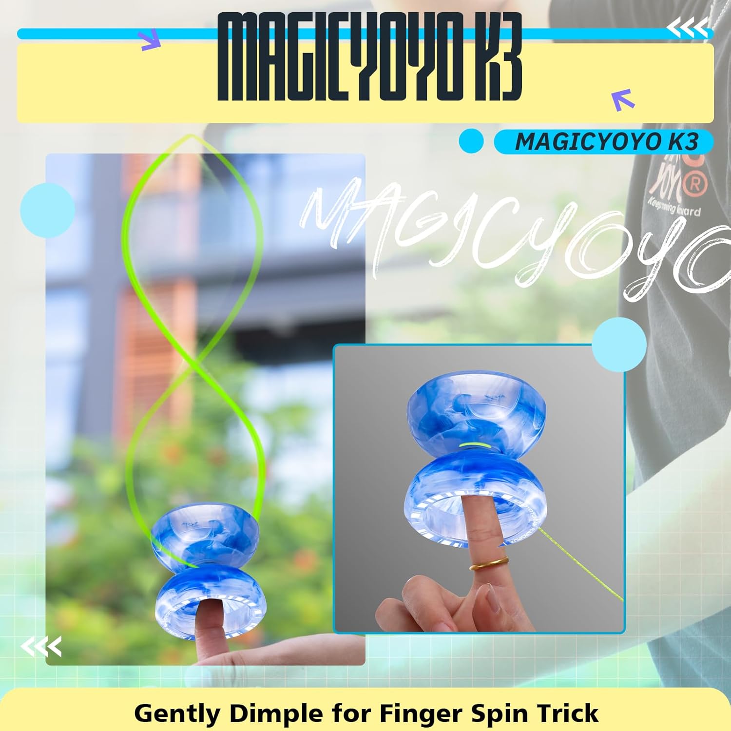 MAGICYOYO K2 + K3 Ideal Yoyo Gift Set - 2 Packs Responsive & Unresponsive Yoyos for Kids Beginners and Adults, Dual Yo-yos with 12 Strings, Gift Case, Bearing Kits ( K3 Blue White + K2 Purple Pink)
