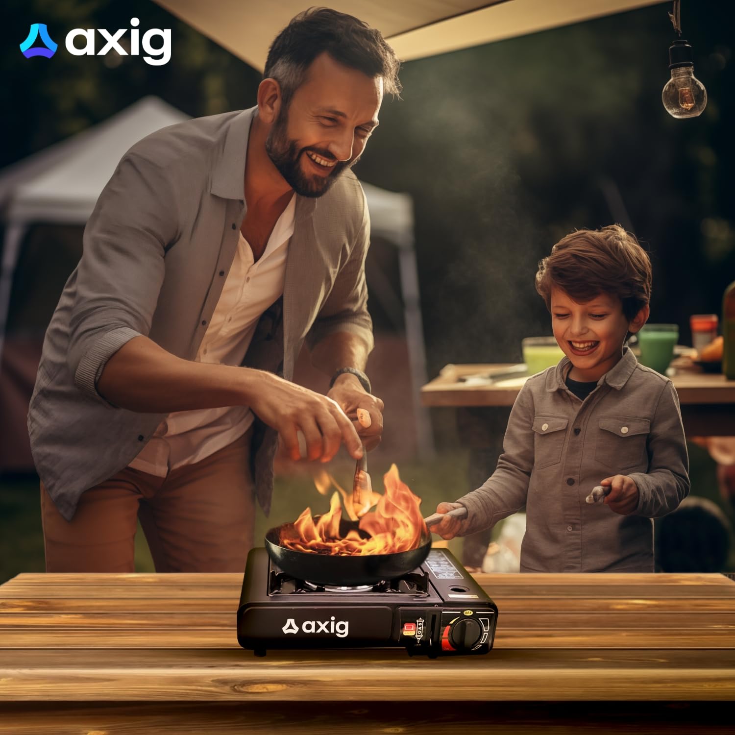 Camping Gas Portatil para Cocina Exterior - Hornillo de Acero Inoxidable 1 Fogon para Cartucho o Bombona de Gas Butano con Potencia de 2200W y Maletín de Transporte para Acampada, Senderismo…