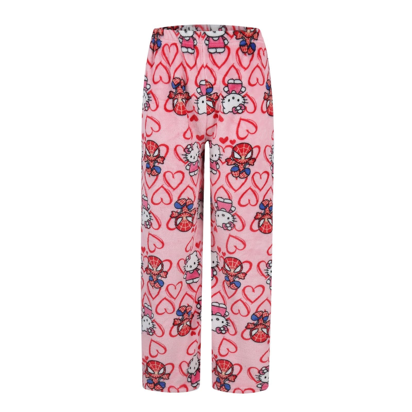 Cartoon Pajamas Pants for Women Girls Cute Cat Print Flannel Sleep Bottoms Halloween Christmas Sleepwear