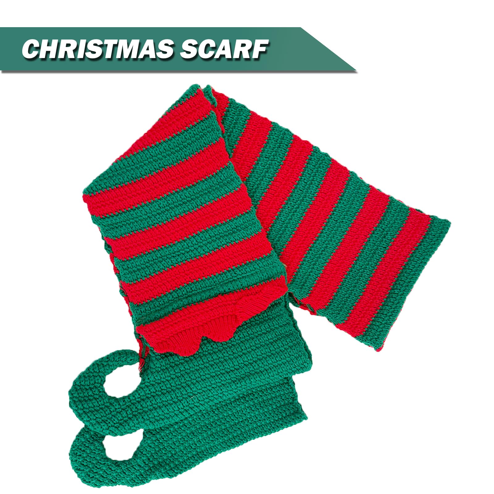 TAGVO 3 Pieces Christmas Hat Scarf Gloves Set, Winter Christmas Equipment, Xmas Knitted Hat Set, Elf Santa Hat Scarf Gloves for Party - Image 4