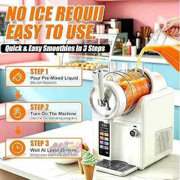 Soft Serve Ice Cream Machine,Ice Cream Machine & Slush Machine With 5 Programs: Soft Serve, Slushie, Frappé And More,2l Capacity,Automatic Cleaning,No Ice Required,With Digital Recipe Book white