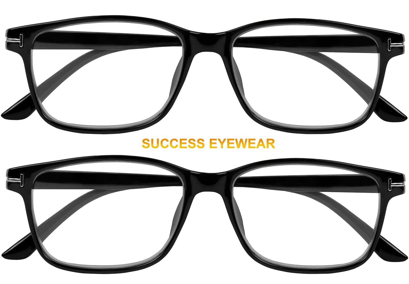 Success Eyewear Computer Glasses 2 Pairs Anti Glare Anti Reflection Classic Reading Glasses Quality Comfort Glasses for Men and Women Set of 2 Shiny Black 3