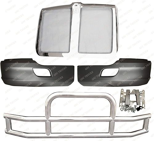 QSC - Par de protectores de esquinas + protector de acero inoxidable + rejilla para Kenworth T680
