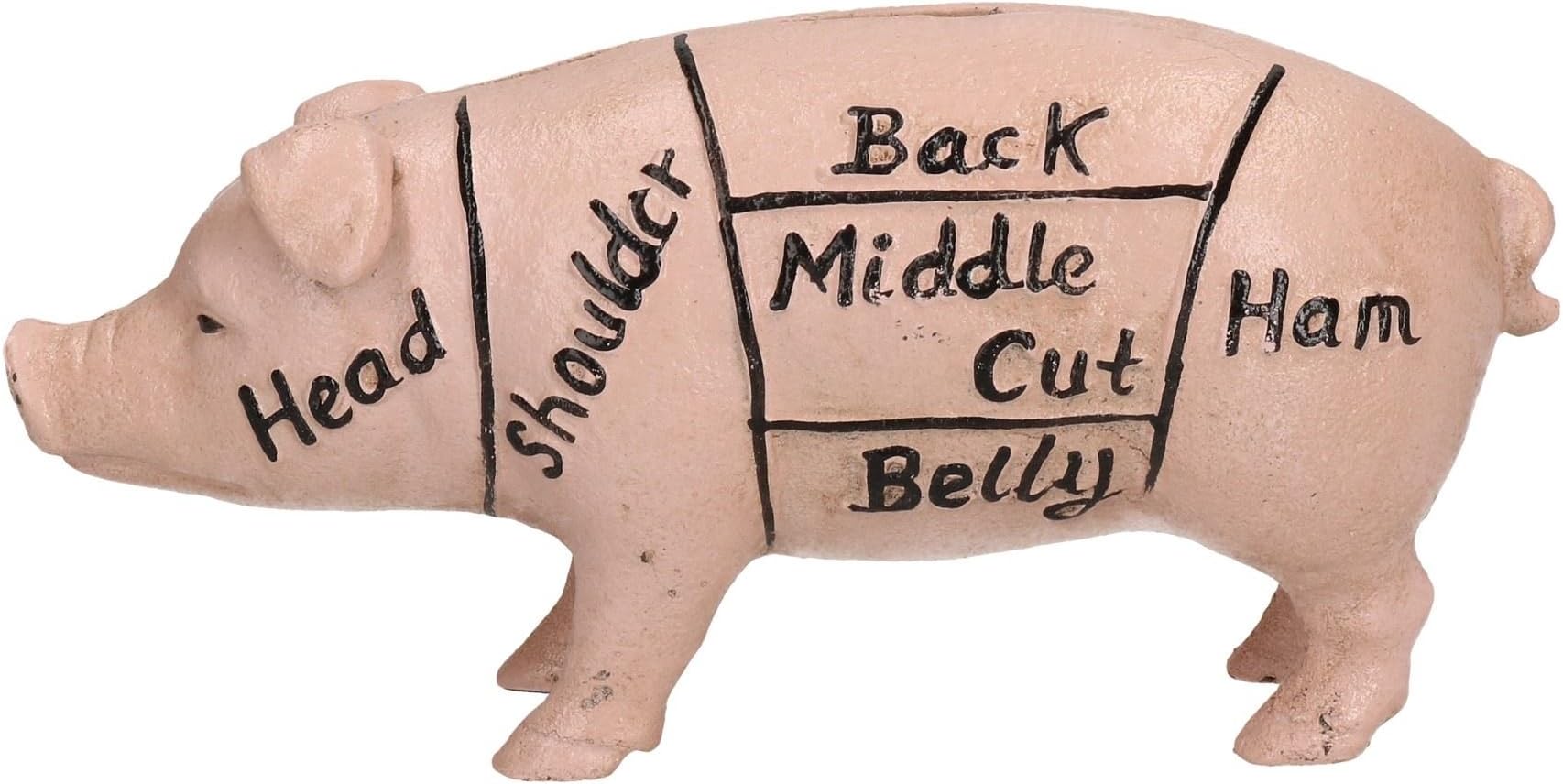 AB Tools Harrisons Hams Pig Hog Butchers Money Bank Box Cast Iron Coin Change Jar