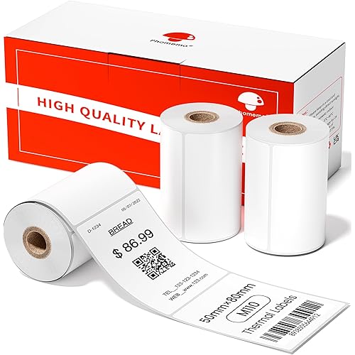 Phomemo Labels - Phomemo M110 Labels for M220/ M100/ M250/ M102/M221/M200/M108 Label Maker, 1.97"x3.15"(50x80mm), M110 Thermal Label 3Rolls, Sticker 100 Labels/Roll, Square, Black on White