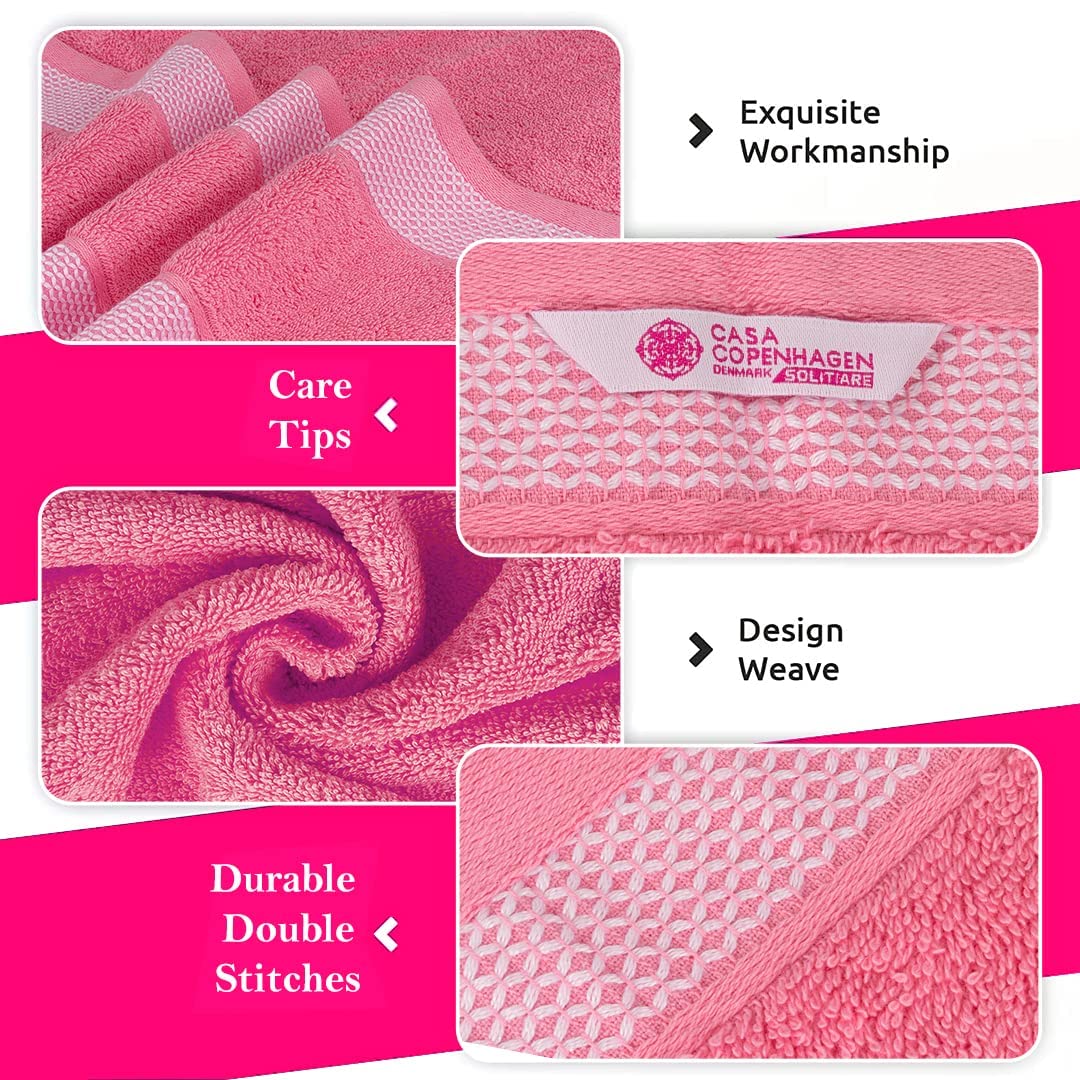 Casa Copenhagen Juego de 6 Toallas de baño 600 gsm, Rosa púrpura-Rosa | Solitaire Mix 100% algodón egipcio puro para baño, cocina y ducha 2toallas baño, 2de mano, 2paños (set regalo mujer y hombre)