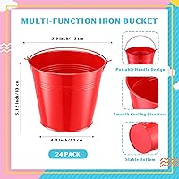 Vista 2 de Rtteri 24 cubos pequeños de metal con asa, mini cubos a granel para recuerdos de fiesta de Pascua, soporte para lápices de aula, maceta, cesta