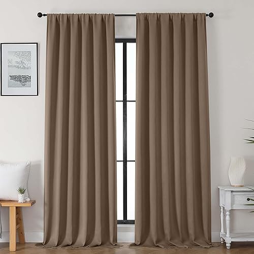 Miniatura 87 de Gwine - Cortinas opacas negras para dormitorio de 84 pulgadas de largo, juego de 2 paneles, cortinas sólidas reductoras de ruido con aislamiento