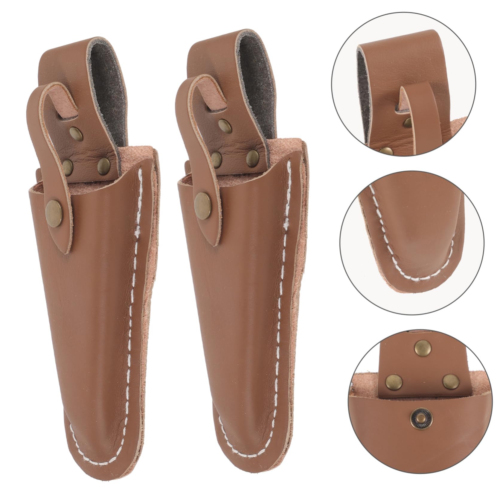Juego De Tijeras De 8 Piezas Bolsa De Herramientas De Piel De Vaca Herramientas De Poda De Árboles Tijeras Podadoras Funda De Tijeras De Podar Protector De Punta De Tijera