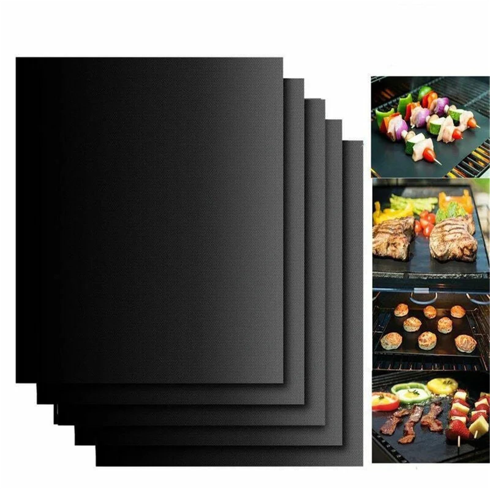 Ofenmatte 3 Stück Küchenzubehör Silikon Backmatte Kochmatte Schwarz Wiederverwendbare Antihaft-Ofenmatte Küchenwerkzeuge(400x330x0.2mm)