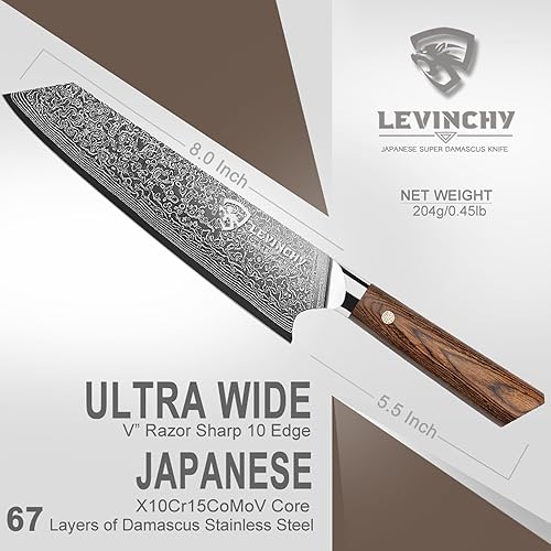 Miniatura 10 de LEVINCHY Cuchillo de chef de Damasco de 8 pulgadas