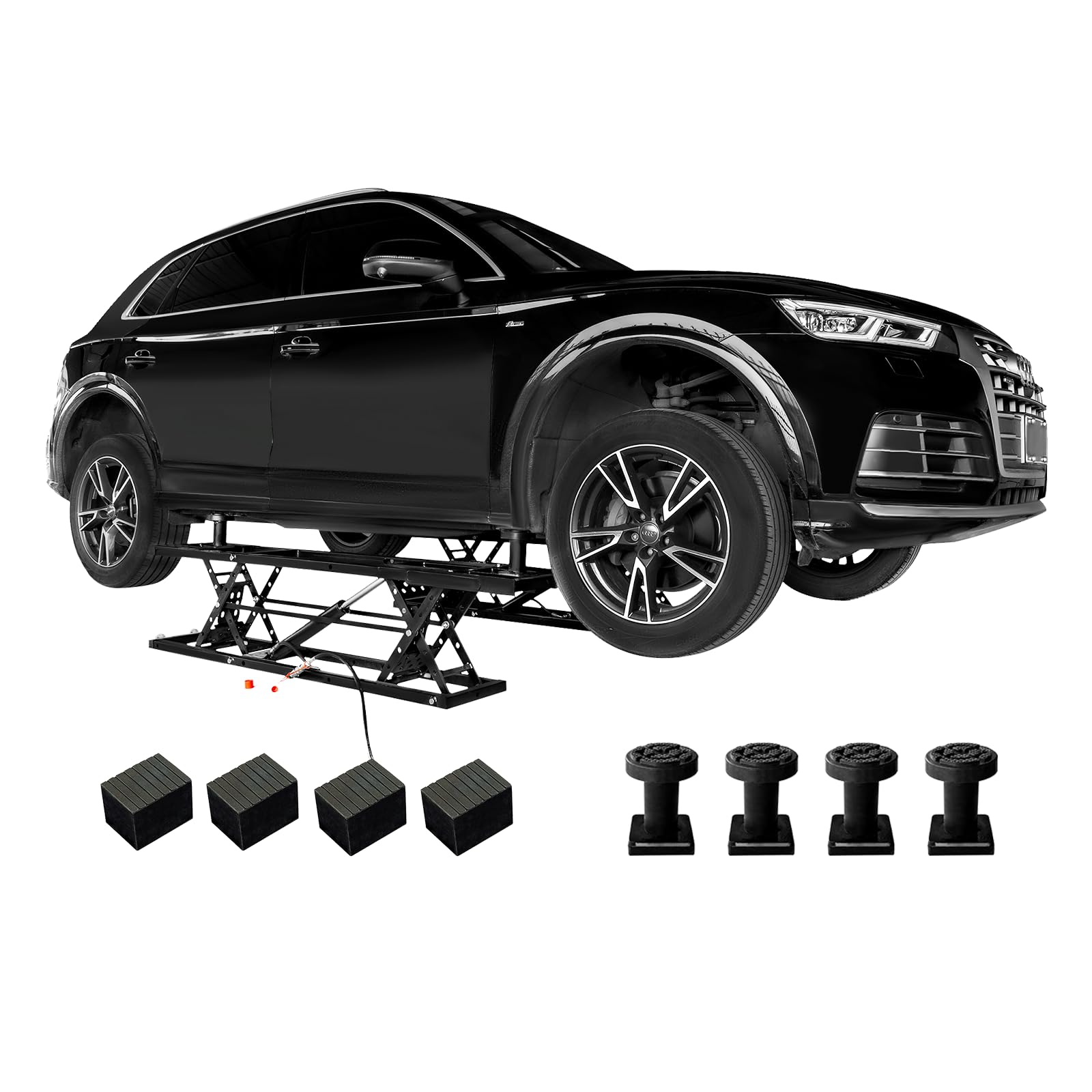 Albott 7000 LBS Portable Car Lift, Heavy Duty Quick Jack with 28" Max Height, Locking Levers & Wheels, Adjustable Scissor Lift for Cars, SUVs, Light Trucks, Garage or Shop Use, Black