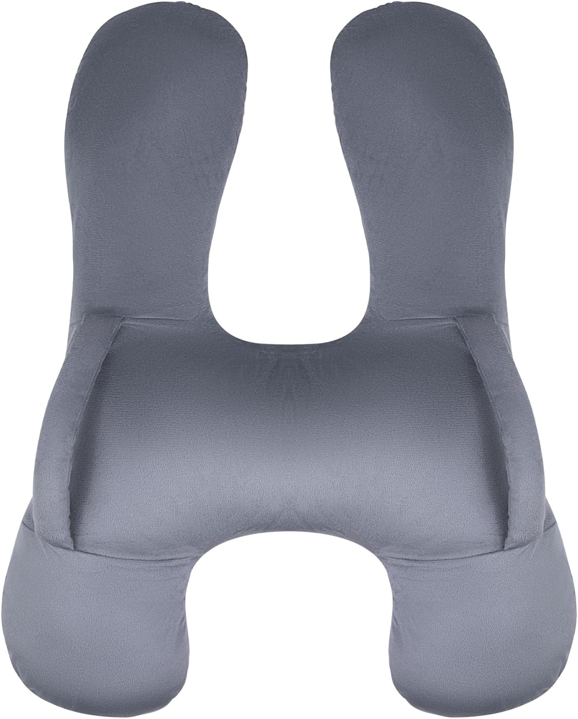 BEBAS H-Shaped Kids Travel Pillow for Car Travel Accessories for Children - Soft Breathable Supports Neck Head for Sleeping - Adjustable Strap for Airplane Long Road Trip (Grey)