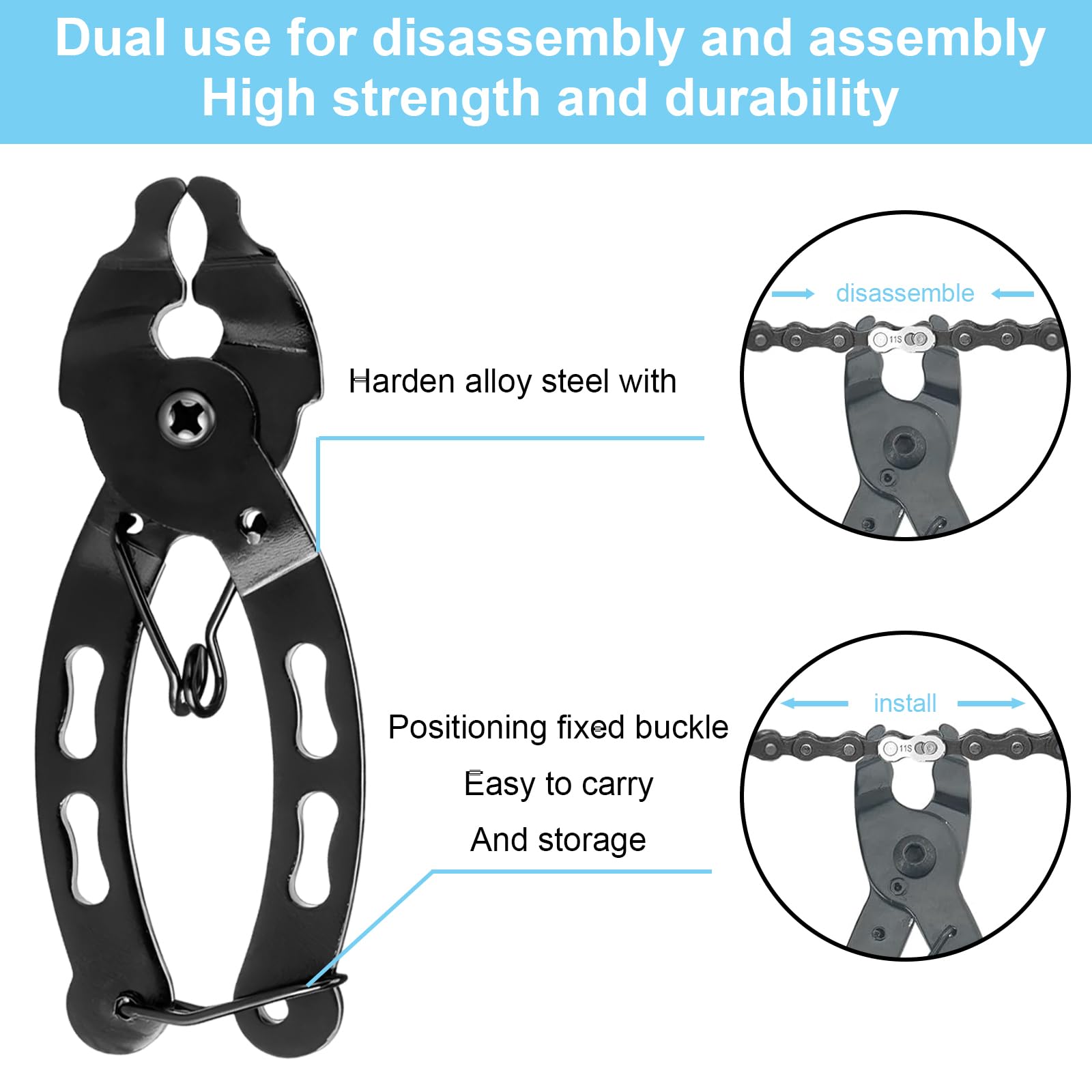 Omevett Bike Chain Tool Kit Chain Link Removal Tool Bicycle Chain Tool with Chain Breaker Chain Plier Chain Wear Tool Chain Quick Link for BMX Bike 6/7/8/9/10 Speed Mountain&Road Sports Cycle Repair - Image 2