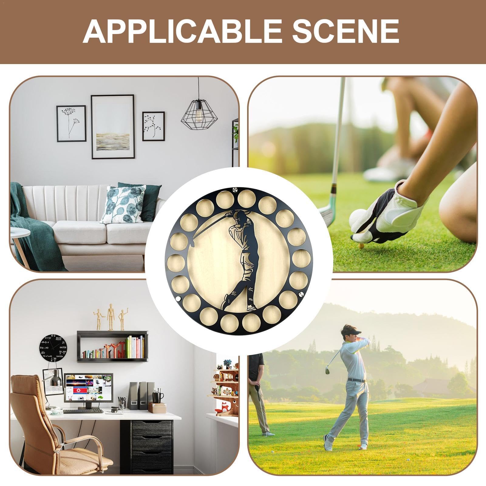 Expositor de pelotas de golf Soporte montado en la pared diseño de silueta de hierro