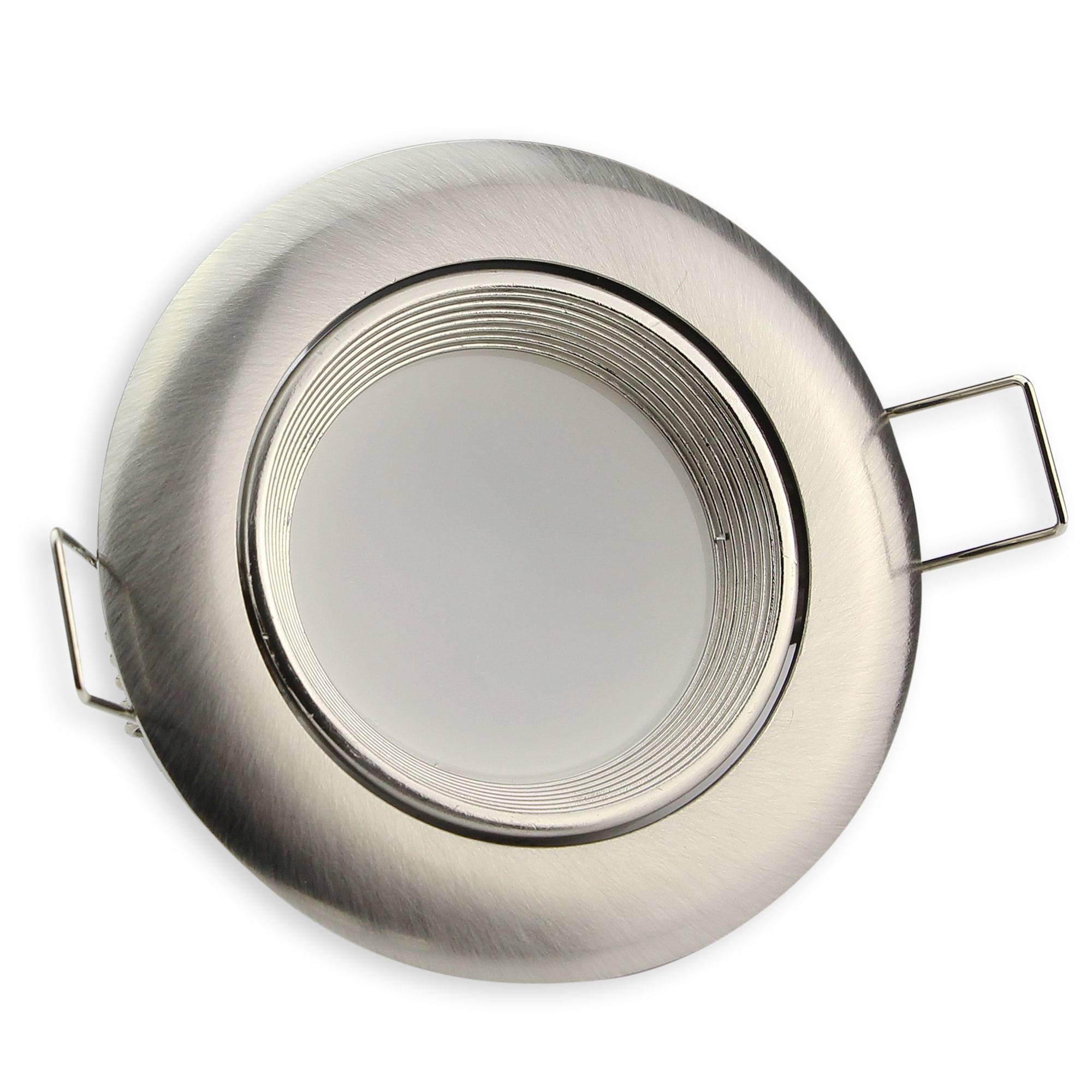 Telaio per faretti da incasso argento spazzolato rotondo girevole superpiatto - Telaio di montaggio per lampadine GU10 MR16 - 70 - Foro di 73mm in alluminio da incasso - Faretto