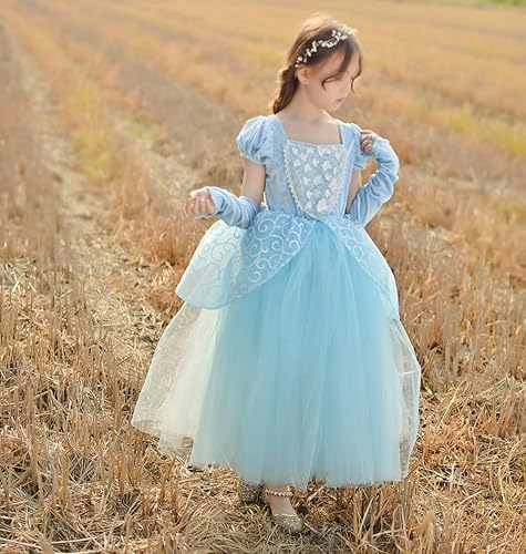 Miniatura 4 de CQDY Vestido de Cenicienta Disfraz de Princesa Vestido de Fiesta de Halloween Azul