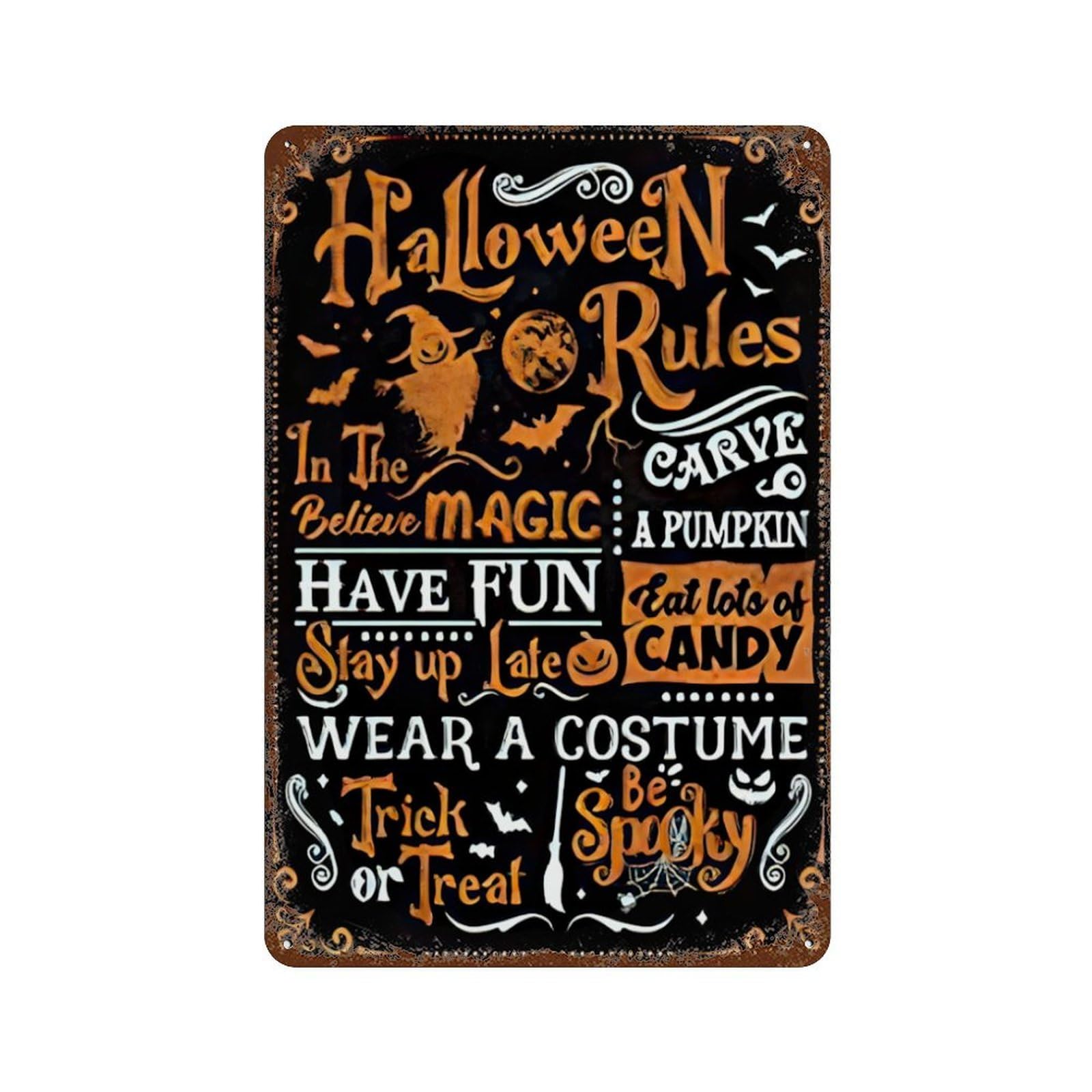 xiaoxiaoshen Halloween Wall Art, Trick Or Treat Wall Decor Art Metal Tin Poster Modern Home Decor Art Home Bar Shop Decorations Vintage Sign 30x20cm