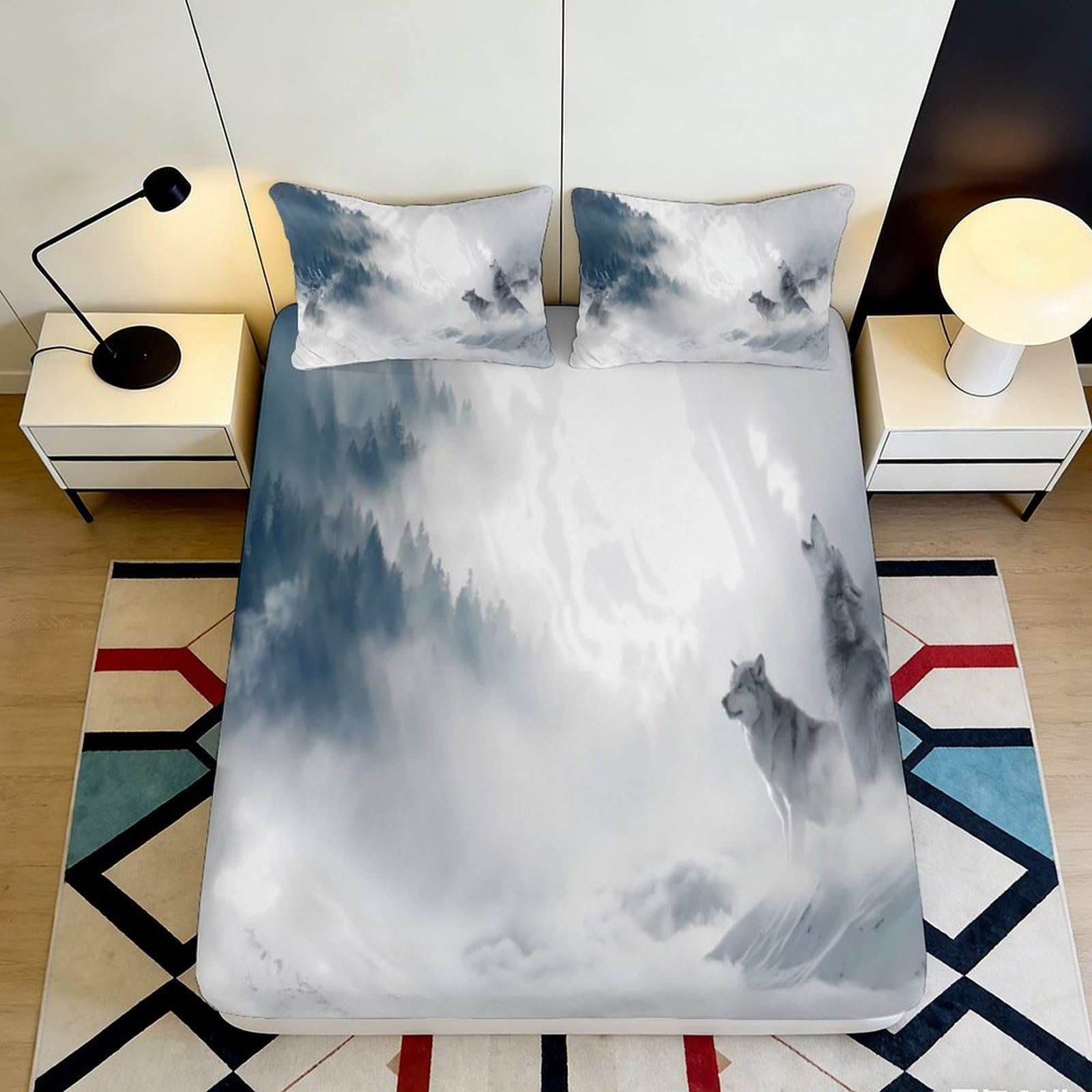 3D Printed Cloud Forest Fitted Sheet Microfiber Deep Pocket Bedding Cloud Forest Mattress Fitted Cover Full Wrap Non-Slip for Adults Teens 200x200x25cm 90x200x25cm