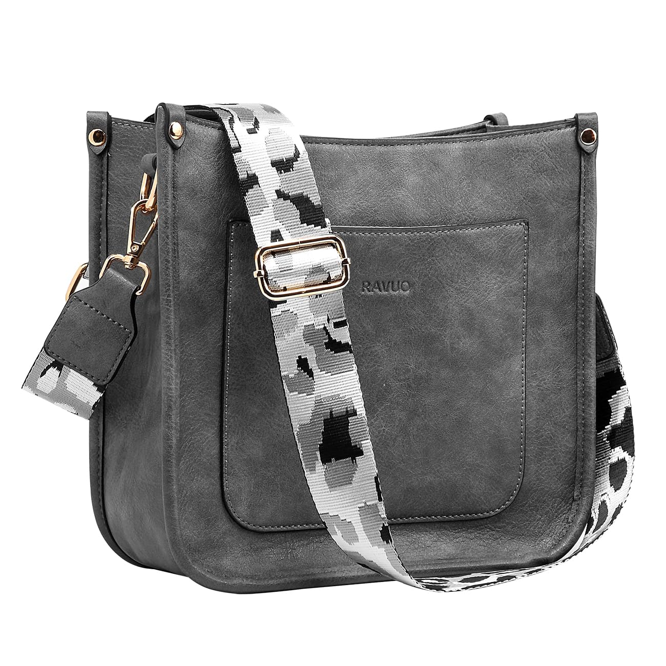 RAVUO Borsa a Tracolla Donna, Elegante Borsa a Spalla Donna Con 2 Cinturini Regolabili Borsa Pelle Impermeabile da Donna in Sintetica Pu con Tasche Multiple per Il Tempo Libero, Scuola, Viaggi