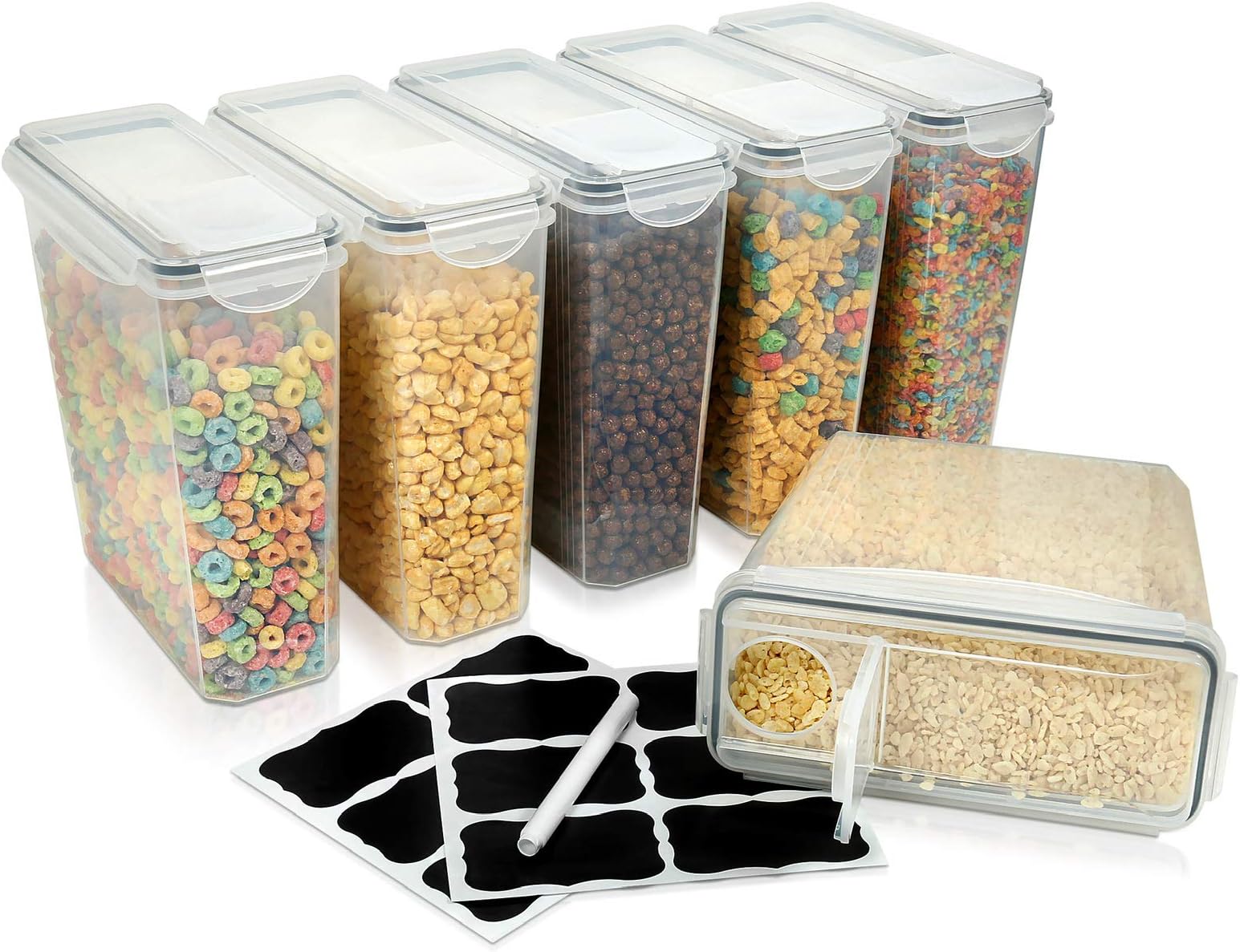 Simpli-Magic 79383 Cereal Containers Storage Set, Premium, Clear, 6 Pack