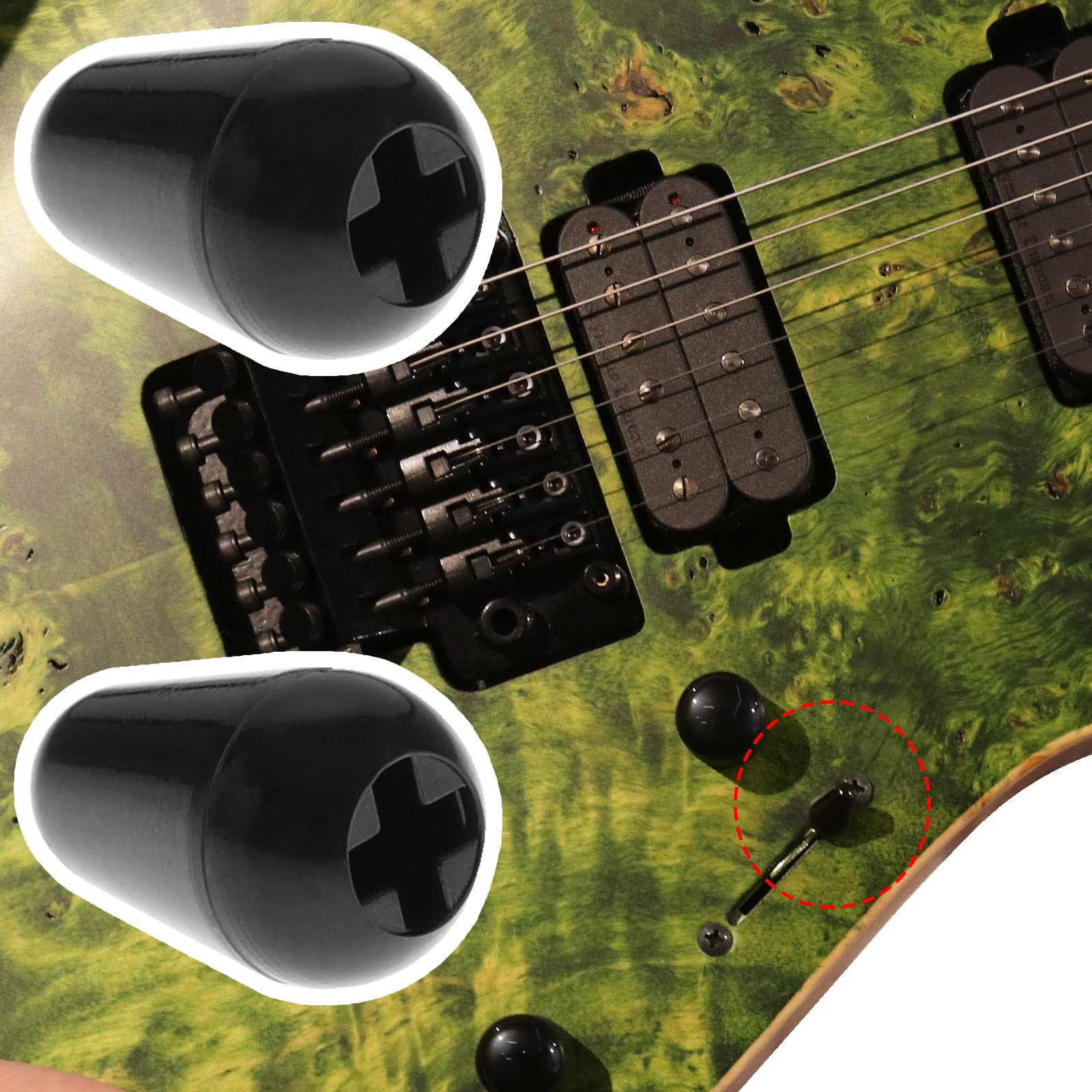 The Lord of the Tools 2PCS Guitar 5 Way Pickup Switch Tip Switch Cap Switch Knob Compatible with USA FD Strat/Tele/Stratocaster Electric Guitar Parts Plastic Black