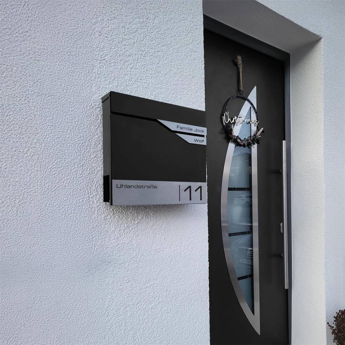 Albrecht Metzler Cassetta postale doppia Nero RAL 9005 acciaio inox anticorrosione