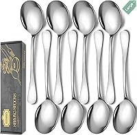 KEYOXY 8-Piece 10-Inch Stainless Steel Serving Spoons Set - Sturdy, Dishwasher Safe for Parties, Buffets, Catering