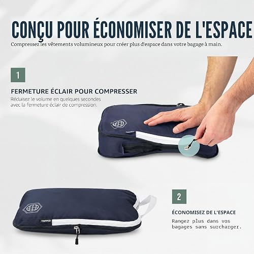 Compression Packing Cubes for Travel- Packing Cubes and Travel Organizers, Navy Blue, 6Piece - 4