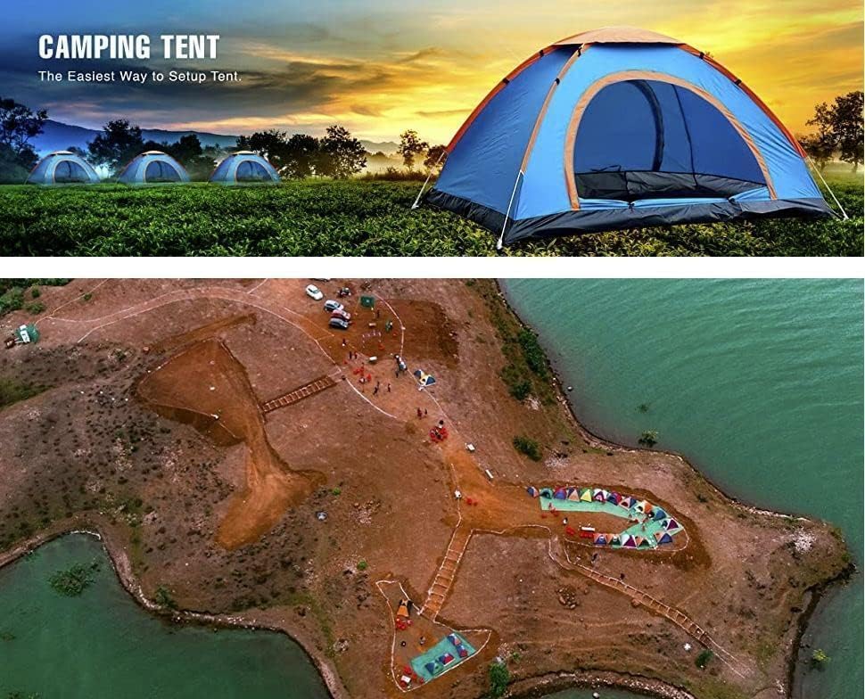 Image of Camping Tent | Quick 5-10 Min Easy Setup Family Tent for Camping, Picnic, Hiking & Trekking | Waterproof & Windproof Outdoor Travel Tent with Mesh Ventilation | Multicolor (6 Person Tent)