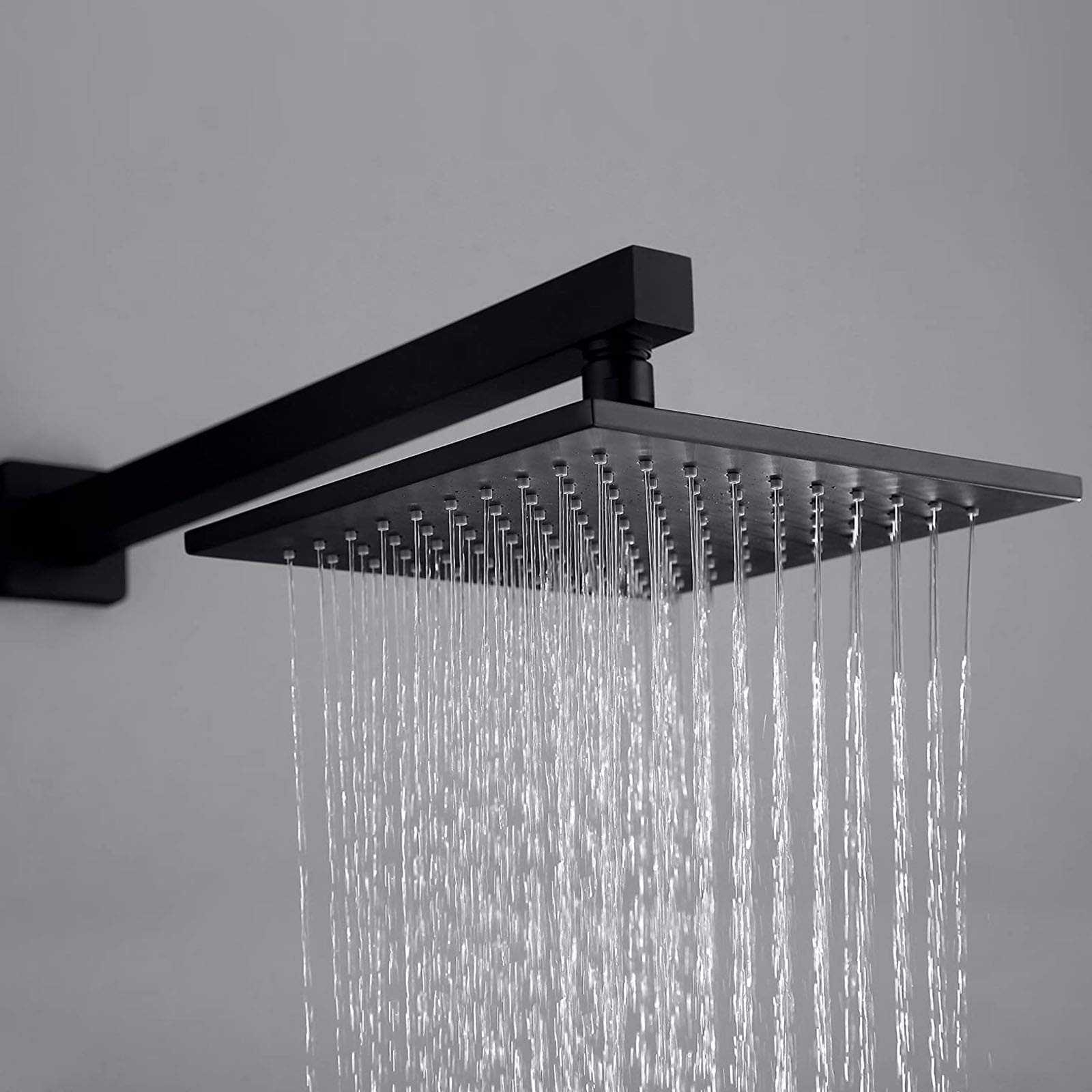 Juegos de grifos de Ducha Negros, Grifo de bañera con Cabezal de Ducha de Lluvia de 8'', caño de bañera en Cascada y Cabezal de Ducha de Mano, Sistema de bañera de baño montado en
